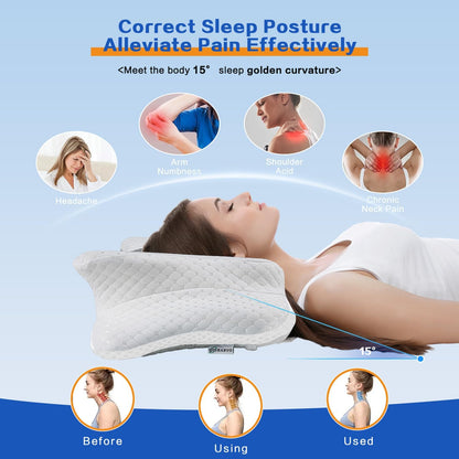 Pain Relief Cervical Pillow for Neck Support, Adjustable Ergonomic Pillow | Cozy Sleeping, Odorless Orthopedic Memory Foam Pillow, Contour Bed Pillow for Side Back Stomach Sleeper
