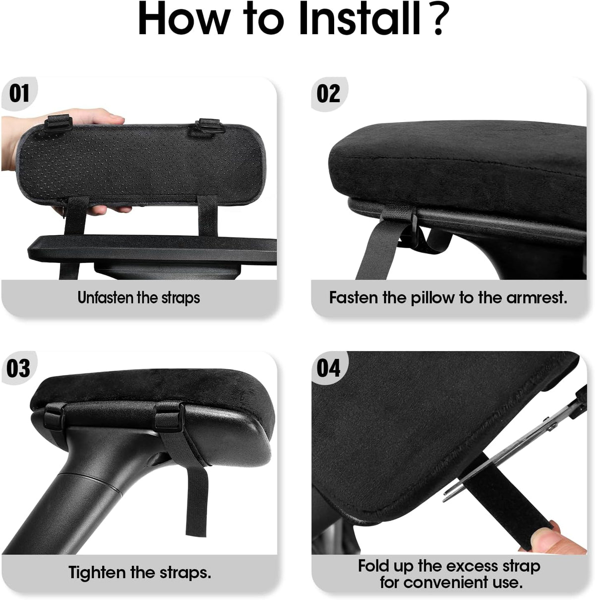 ZNCMRR 2 Pack Office Chair Armrest Pads Covers with Memory Foam(Black)