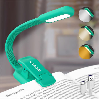 Rechargeable Book Light for Reading - 9LED Eye-Caring Clip Light w/ 9 Color Temp, Stepless Dimming, 50H Battery, USB-C, Ultra Slim - Gift for Book Lovers (Black)