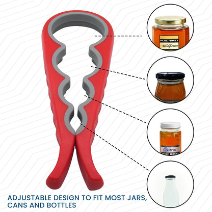 Gadgetime USA 4 in 1 Jar and Bottle Opener -(2 pack) Non-slip, Kitchen tool - Easy to Use Multifunctional for Weak Hands Seniors, or Arthritis - (Blue and Red)