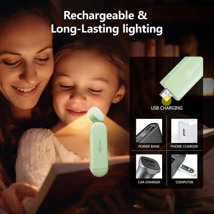 VAVOFO USB Rechargeable Bookmark Reading Light, Blue Light Blocking Amber LEDs for Bedtime Reading - Clip On, 9 Lighting Modes