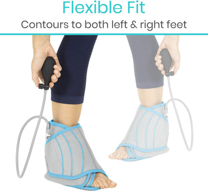 Vive Compression Ankle Ice Pack Wrap for Foot Pain Relief - Soft Cold Brace for Recovering Injuries - Support for Swelling, Sprains, & Fractures - Filled with Reusable Gel, Fits Small & Large Feet | For Recovering Injuries - Support for Swelling,