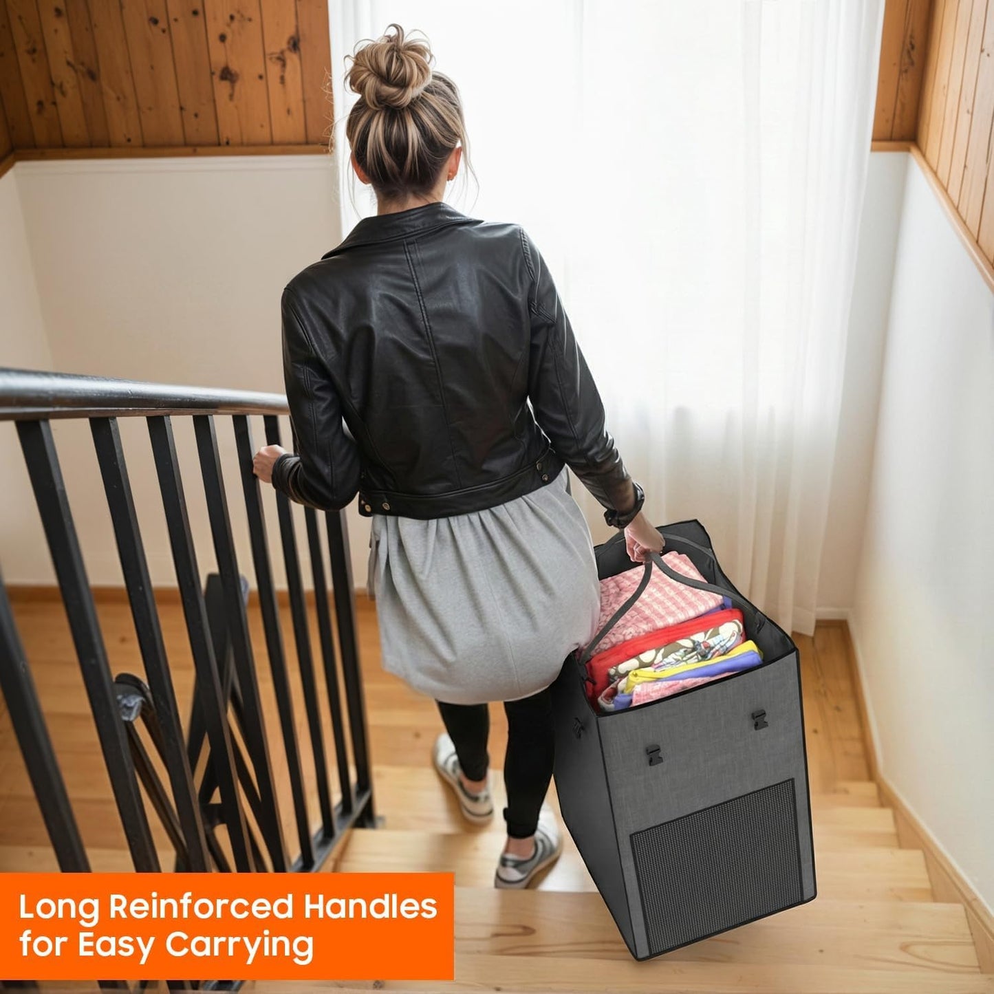 Laundry Hamper with Wheels, 150L Rolling Laundry Basket with Bag & Handles | Sturdy Metal Frame | Removable Bag | Large & Tall Dirty Clothes Hampers for Laundry Room, Bedroom, Dorm, Bathroom-Black