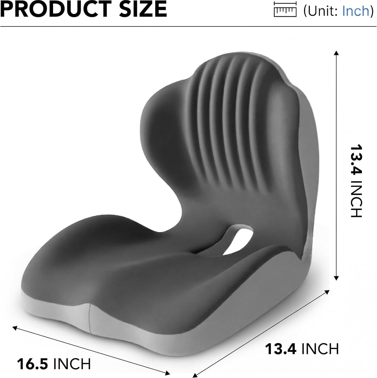 Ergonomic Waist Support and Seat Cushion, L-Shaped Memory Foam Pad (Grey)