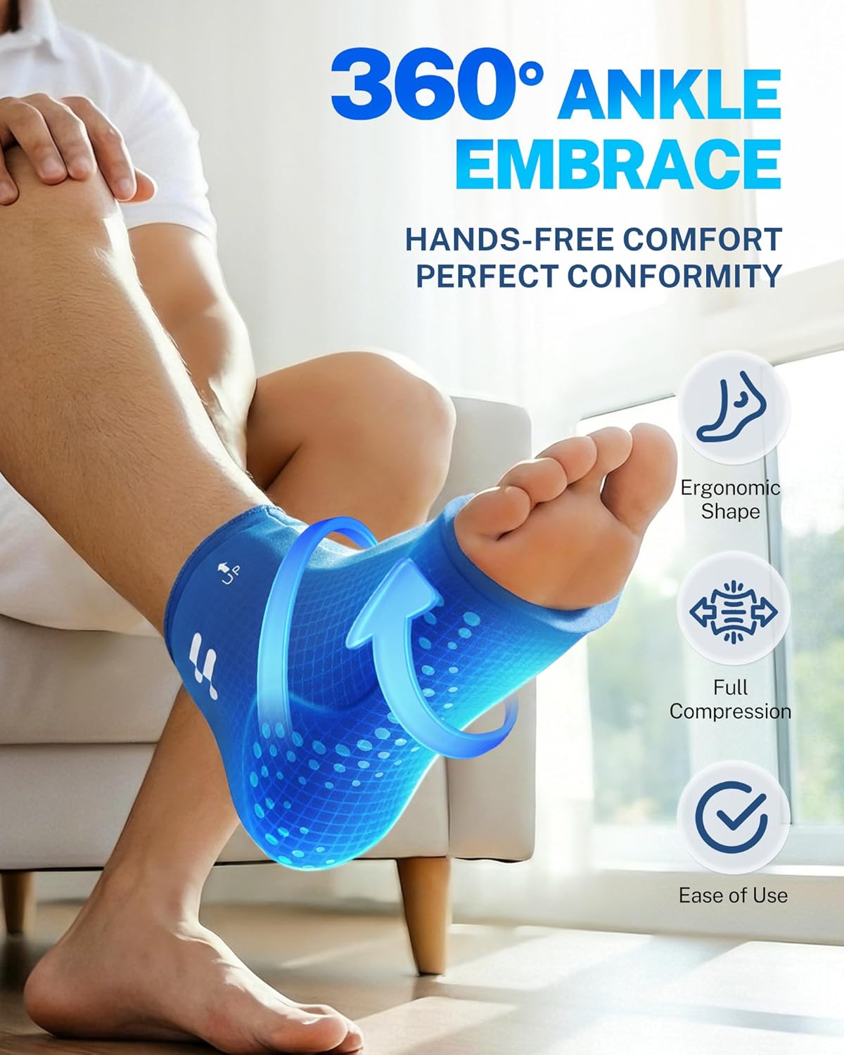 Ankle Ice Pack Wrap, Hands Free for Sprained Ankle & Swelling, XL | Extended Ankle & Foot Coverage, 30% Longer Lasting Cold, Heel& Foot Pain Relief, Hot& Cold Therapy, Plantar Fasciitis Support