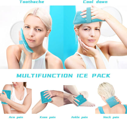Gel Ice Packs for Injuries Reusable 2 Packs Hot Cold Gel Wrap with Strap