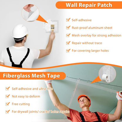 Dry Wall Patch Repair Kit, 22OZ Spackle Wall Repair Paste White Putty with Scraper Mesh Tape, Drywall Hole Repair Patch Kits for Wall Surface Fill Quick & Sheetrock Ceiling Crack Damage Mending