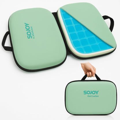 Sojoy iGelComfort 3 in 1 Foldable Gel Seat Cushion Featured with Memory Foam (A Must-Have Travel Cushion! Smart, Easy Travel Cushion) (Size: 18.5“ x 15" x 2")