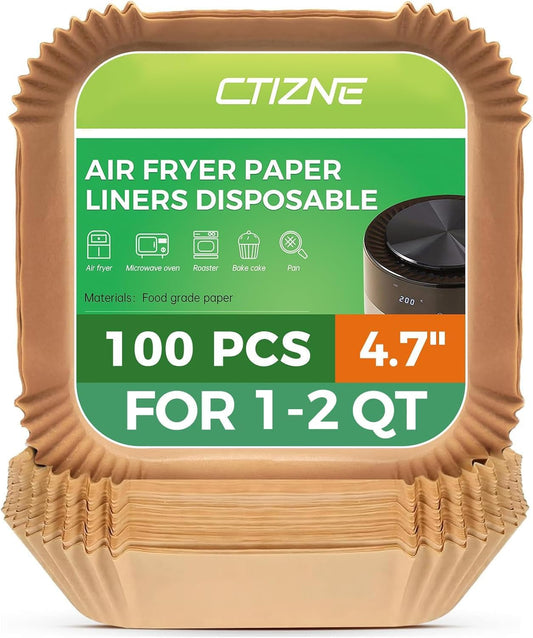 Air Fryer Liners Disposable, 150Pcs Parchment Paper 8" Square for 5-8QT | [Food Grade Material] Unbleached Parchment Paper Non-Stick & Waterproof Oilproof Easy Cleanup for Air Fryer Sheets Papers