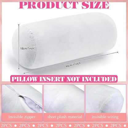 Newwiee 2 Pcs Neck Roll Pillow Cover 17x7 Inch Round Cervical Pillow Covers with Zipper Cylinder Neck Roll Pillowcase Soft Bolster Pillowcases for House Home Decor Cylindrical Cushion(Gray)