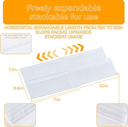 UFORU Acrylic Drawer Spice Organizer 4 Pack,Expandable 11‑22" Tray | Clear Tiered Spice Rack for Drawer,Seasoning Organizer,Hold Up to 24 Standard Spice Jars,No Assembly,Jars Not Included