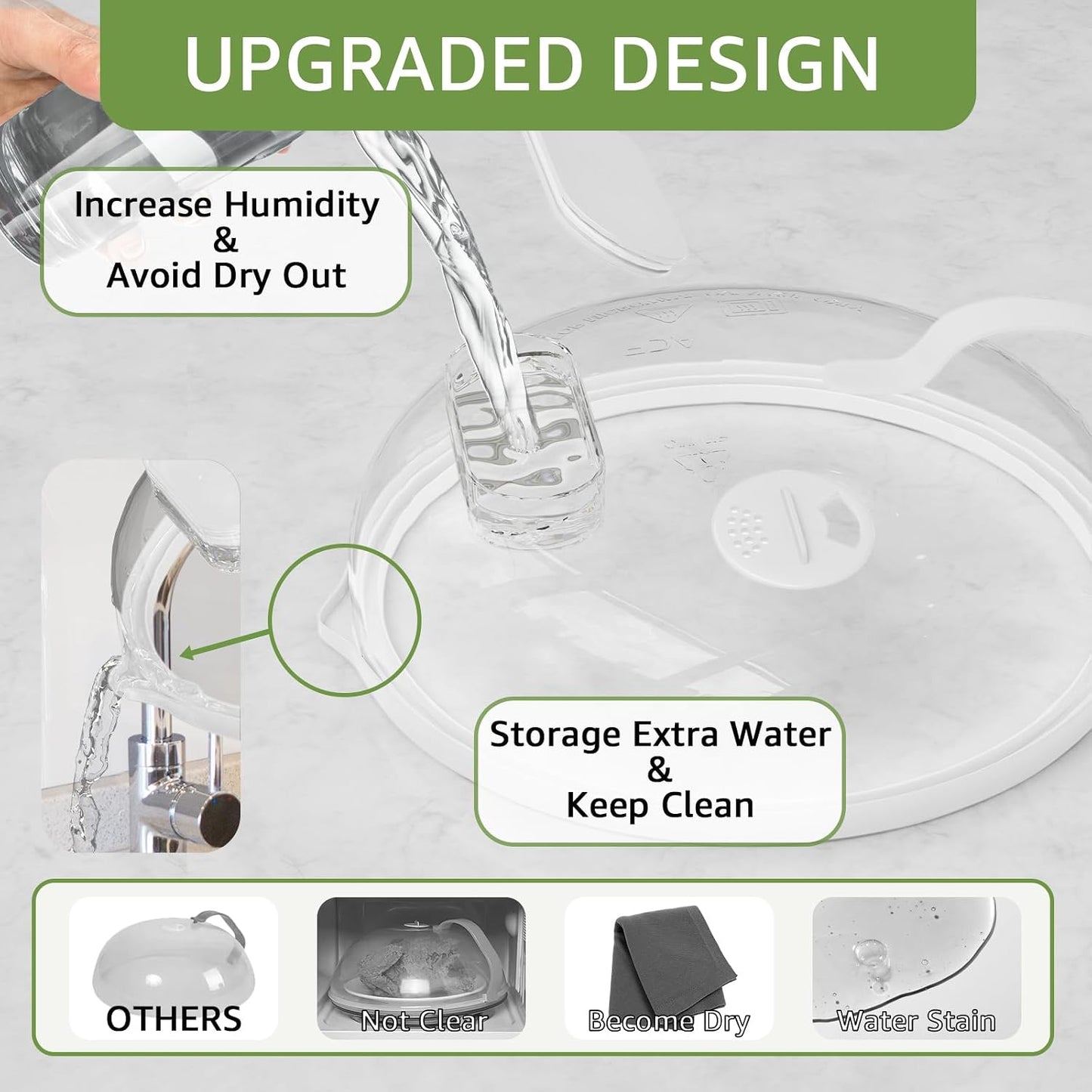 Microwave Splatter Cover with Water Steamer for Food - 10 Inch Steam Microwave Splatter Guard with Handle Plate Covers for Heating Food Splash Oven Lid with Built in Steamer