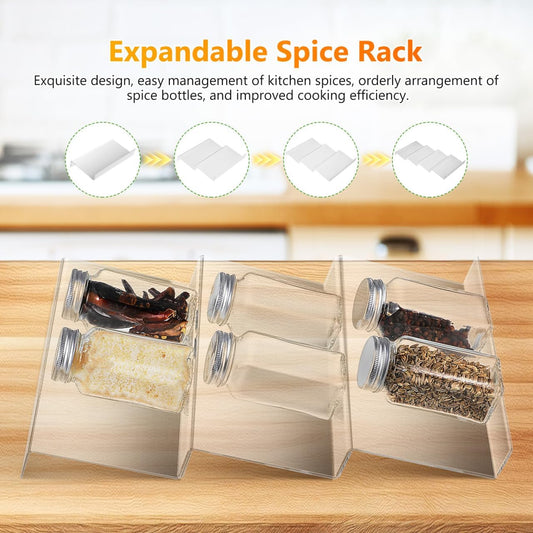 DECHOUS Spice Drawer Organizer: 4 Tier Expandable Clear Acrylic Spice Rack Organizer for Cabinet and Kitchen Drawer Insert - Seasoning Organizing Rack for Storage - 9" to 18" Adjustable