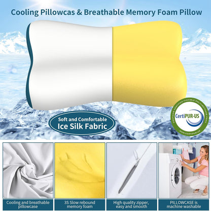 Polovo Cervical Neck Pillow for Pain Relief - Ergonomic Side Sleeper Pillow for Deep Sleep, Contour Memory Foam Pillows for Sleeping Bed Pillow for Side Back Stomach Sleepers(Grey)