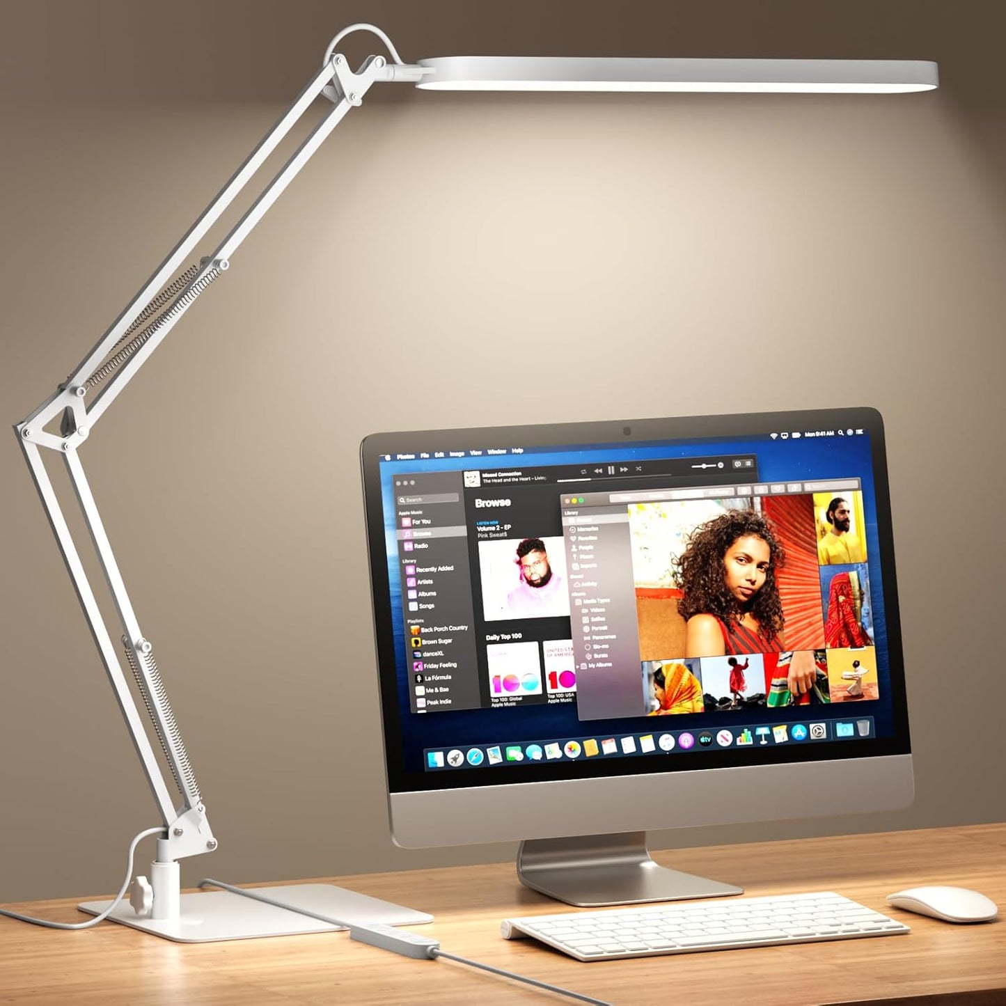 SKYLEO Desk Lamp for Home Office, Eye Comfortable LED Desk Light for Long Hours, Adjustable Swing Arm with Memory Function, Black
