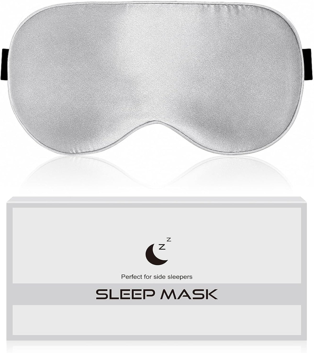 Silk Sleep Mask for Women and Men - Soft Breathable Organic Natural Mulberry Silk Fabric Blackout Eye Mask with Adjustable Straps No Pressure Eye Mask for Travel Essentials Gifts (Black)