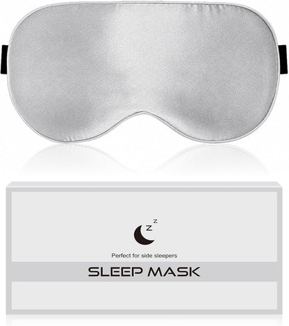 Silk Sleep Mask for Women and Men - Soft Breathable Organic Natural Mulberry Silk Fabric Blackout Eye Mask with Adjustable Straps No Pressure Eye Mask for Travel Essentials Gifts (Black)
