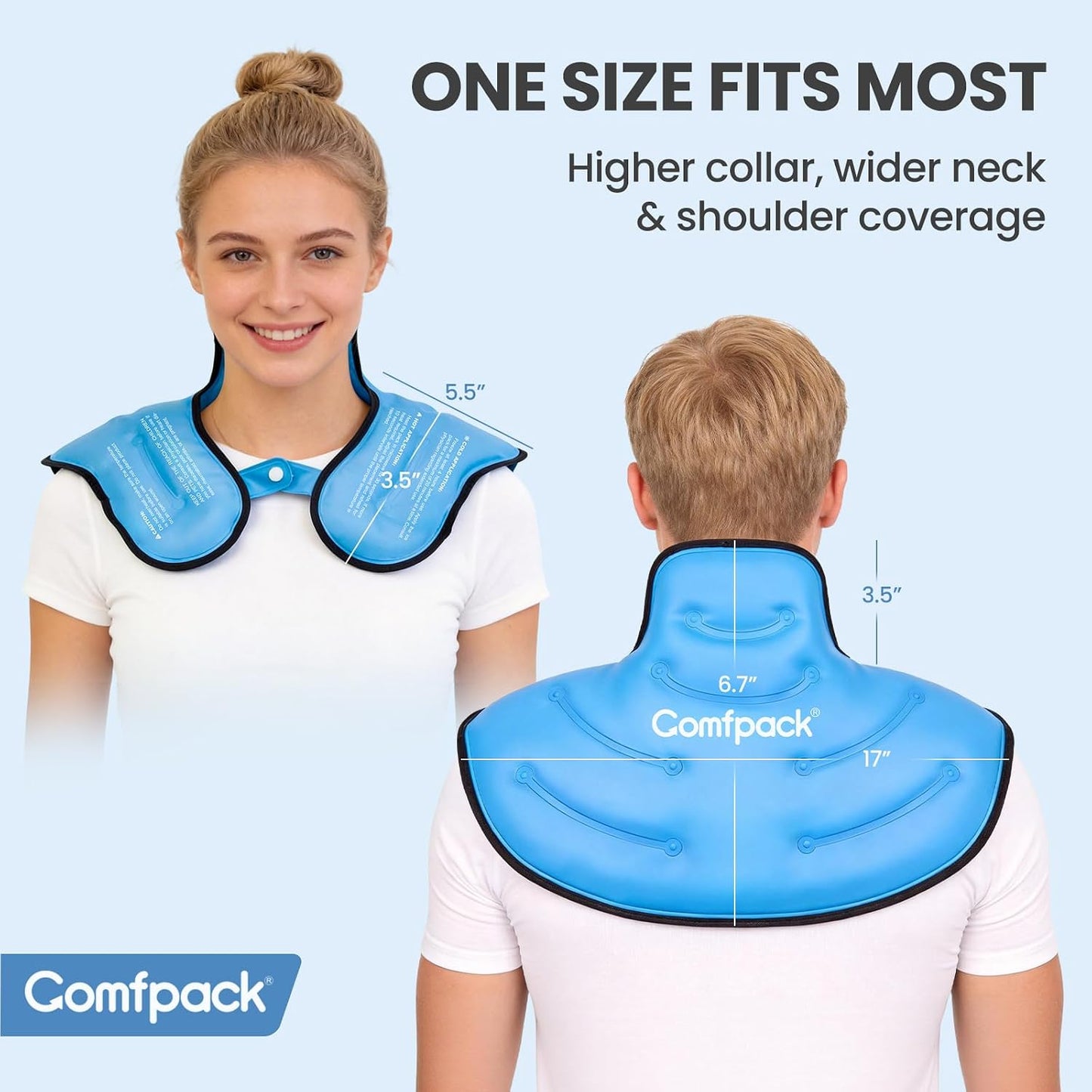 Comfpack Ice Pack for Neck and Shoulder Pain Relief, Large Neck Ice Pack Wrap with Ultra-Soft Plush Lining, Reusable Cold Compress Therapy for Cervical Injuries, Surgery, Post-Workout Recovery Gifts