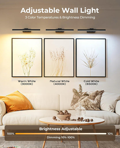 Picture Light for Wall, 16in Battery Wall Sconce Art Light CCT Dimmable Magnetic Battery Lights for Painting with Remote Control for Gallery Artwork Living Room Portraits Hallway 2PCS Black