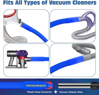 PetOde 2Pcs Dryer Vent Cleaner Kit Universal Vacuum Hose Attachment & Brush | Black Upgraded Flexible Hose for Smooth Airflow Without Whistling Noise, Fits Most Vacuums for Deep Cleaning