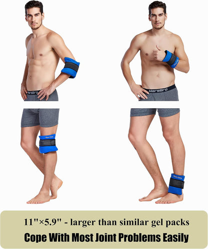 Koo-Care Flexible Gel Ice Pack & Wrap with Elastic Strap for Hot Cold Therapy - Great for Migraine Relief, Sprains, Muscle Pain, Bruises, Injuries (Head, Neck, Arm, Elbow, Knee, Ankle)