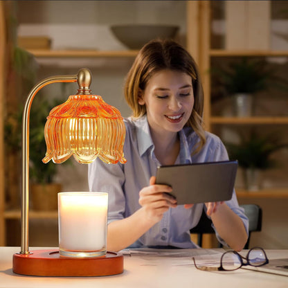 Candle Warmer Lamp with Timer and Dimmer,Electric Gold Light Gifts for Women Melt Wax Warmer Lamp with 2 Bulbs for Candle Jars House Warming New Home Decor Bedroom