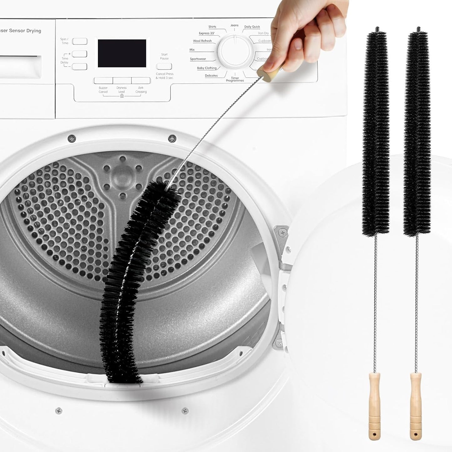 2Pack Flexible Dryer Vent Cleaning Brush - 304 Stainless Steel Lint Remover Refrigerator Coil Cleaning Brush Clothes Trap Duct Remover Home Essential Cleaning Tool Dryer Lint Brush