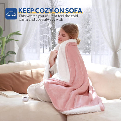Sealy Electric Blanket Throw 50×60, Flannel to Sherpa, Charcoal