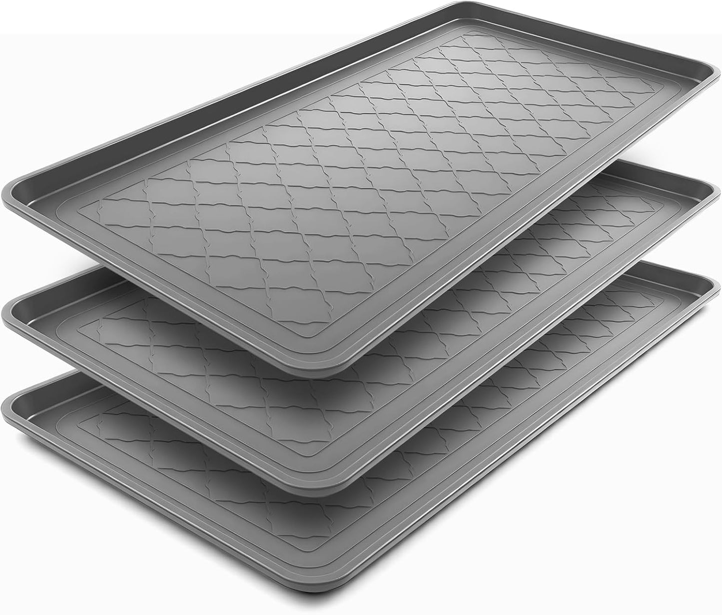 3 Pack Extra Large Boot Tray 40"x20" Long Shoe Mats Boot Storage with Raised Edge Waterproof Plastic Wet Shoe Tray for Entryway Floor Indoor Outdoor Mudroom Multi Use(Black)