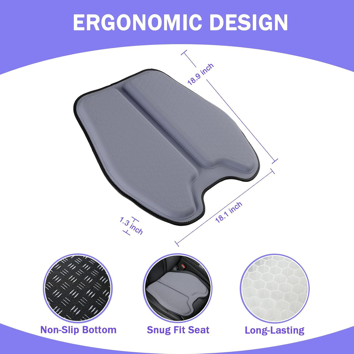 Soft Thin Gel Seat Cushion with 1 Inch Gel - Sciatica Relief
