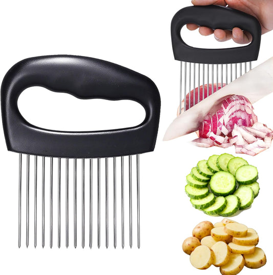 Hendiy Extra-Large Onion Holder for Slicing, 304 Stainless Steel | 16 Long Needles, Vegetable Chopper, Tomato Potato Slicer, Meat Tenderizer, Food Slicing Guide