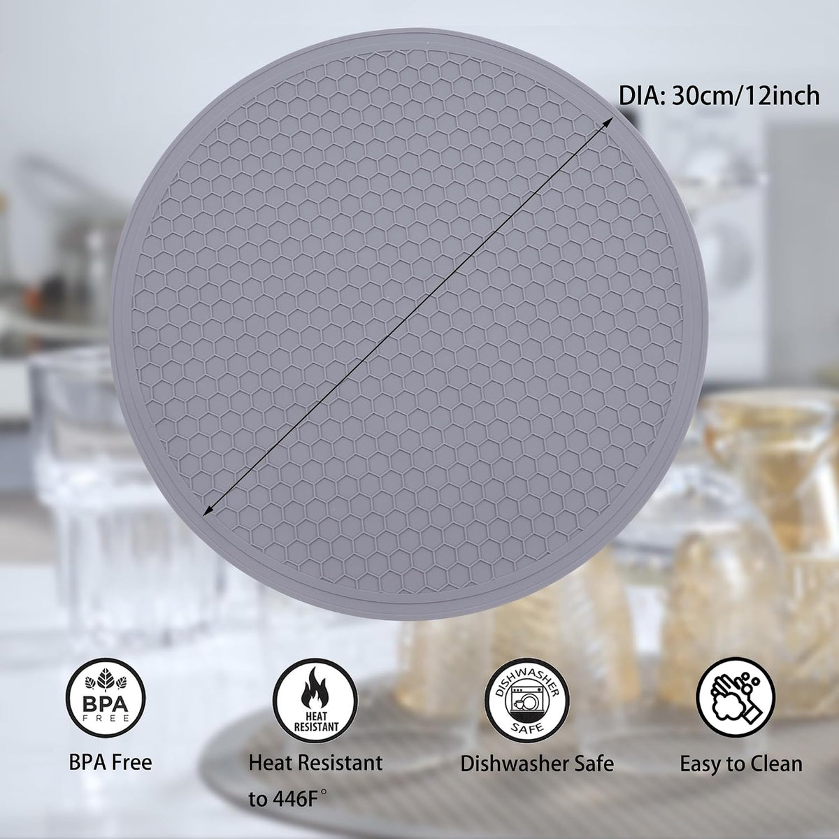 To encounter Silicone Microwave Mat - Round 12" x 12" - Set of 2 Heat Resistant Multifunctional Mat, Splatter Guard, Trivet, Hot Pad, Pot Holder