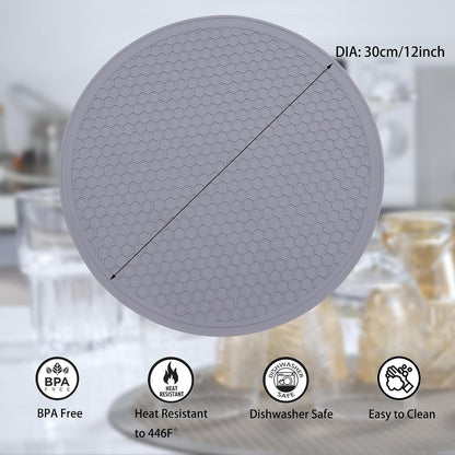 To encounter Silicone Microwave Mat - Round 12" x 12" - Set of 2 Heat Resistant Multifunctional Mat, Splatter Guard, Trivet, Hot Pad, Pot Holder