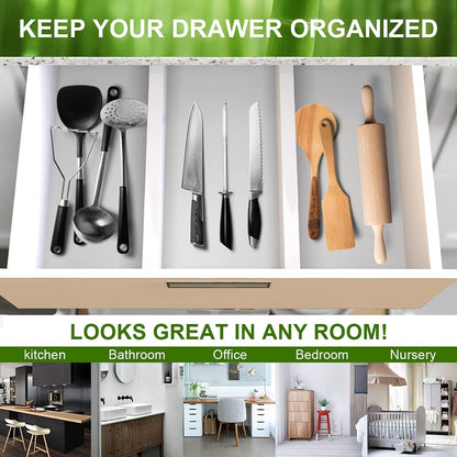 Bamboo Drawer Dividers Organizers, Drawer Separators Splitter,17-22 inches Long Adjustable Spring-loaded Organizer for Large Utensil, Clothes, Tools Drawers(yellow)