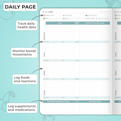 Clever Fox Food Sensitivity Journal & Symptom Diary, 8.5x11 Purple