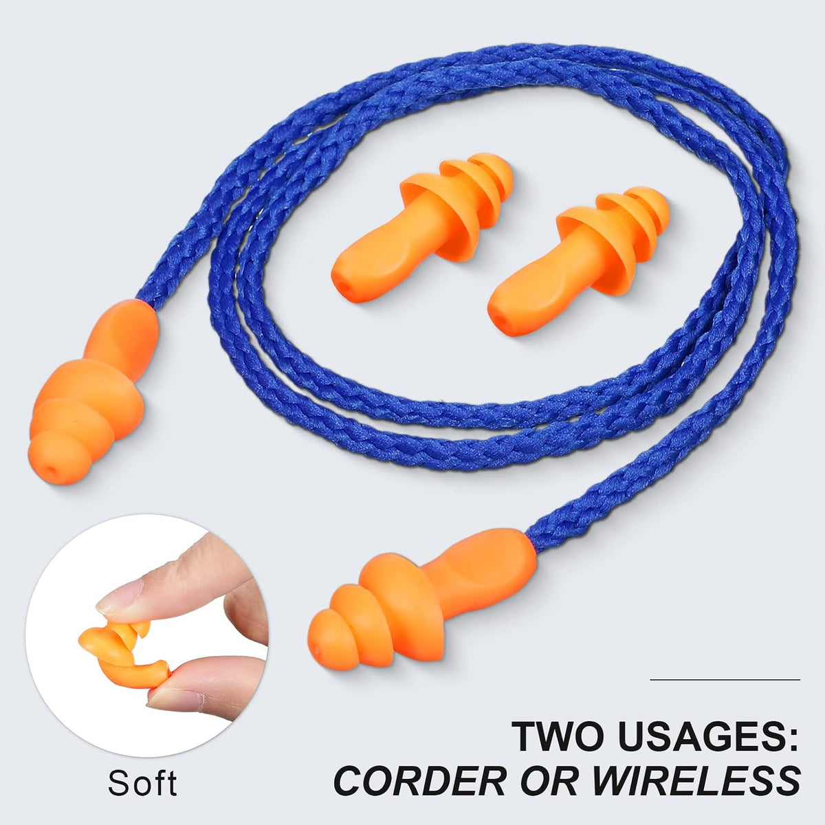Tondiamo 200 Pairs Ear Plug Bulk with Cord Reusable Silicone, Fresh