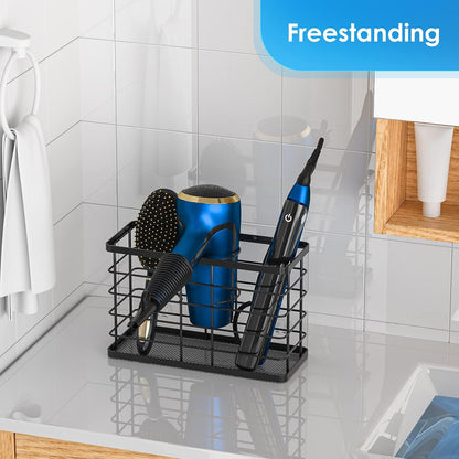 Hair Tool Organizer, Dryer Holder, 3 in 1 Blow Bathroom Organizer Wall Mounted/Cabinet Door for Flat Iron, Curling Straightener, Care & Styling Tools Storage Basket