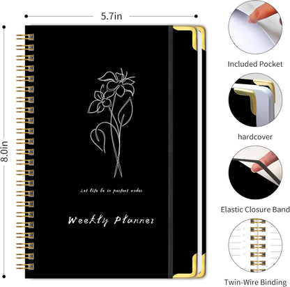 Undated Weekly Planner With Habit Tracker & To Do List 5.7 x 8.0 inch | Avoid Unfocused Busywork,Productivity Organizer,No-Bleed Thick Pages,Portable Size,Lay-Flat Spiral for Hands Free