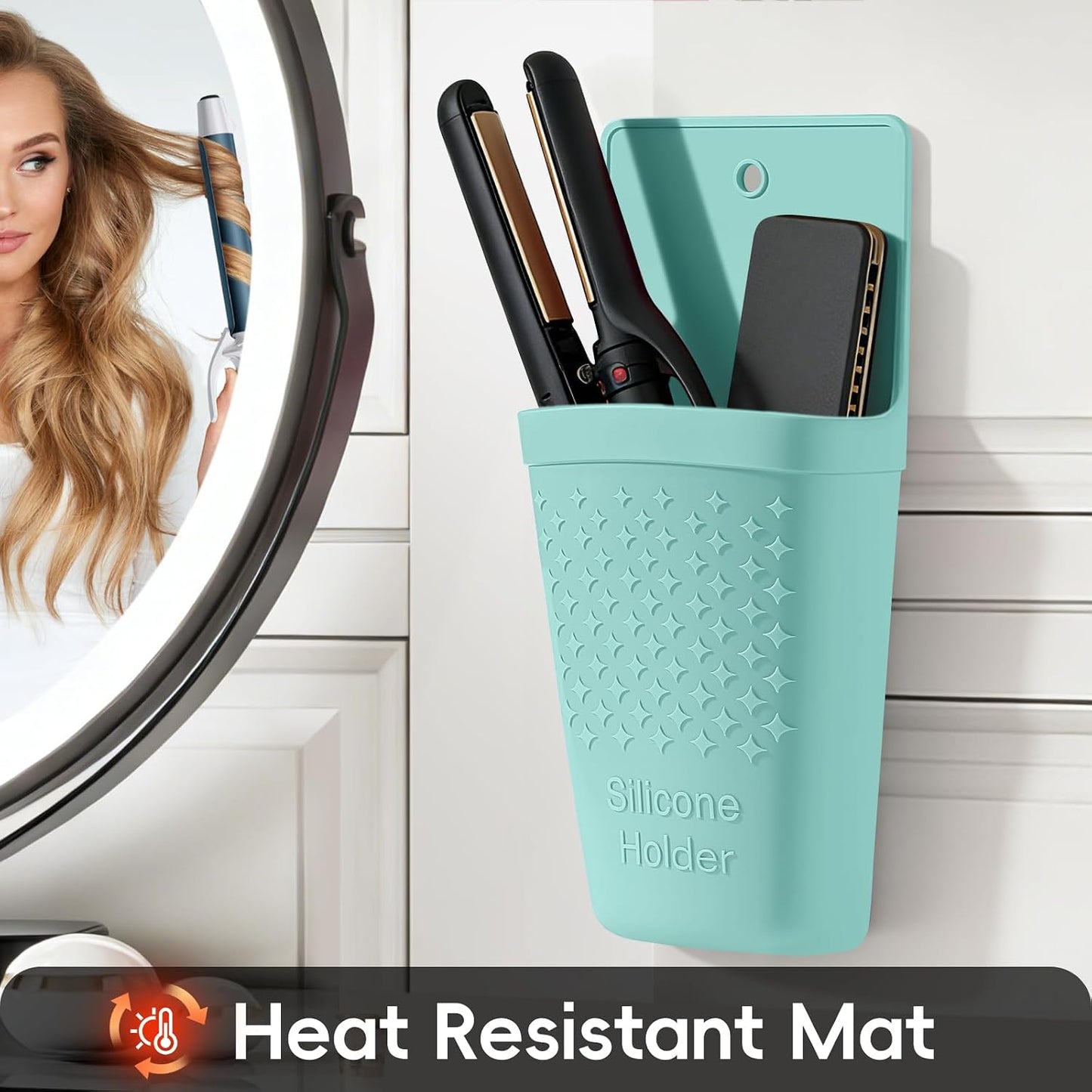 ZAKRA Curling Iron Holder,Heat Resistant Silicone Holder for Flat Iron,Hair Straightener,Hot Hair Tools,Vanity Accessories Organizer.(Grey)