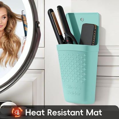 ZAKRA Curling Iron Holder,Heat Resistant Silicone Holder for Flat Iron,Hair Straightener,Hot Hair Tools,Vanity Accessories Organizer.(Grey)