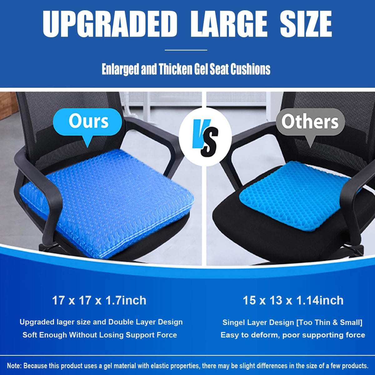 Gel Seat Cushion for Long Sitting - 1.65inch Double Thick Cooling Egg Cushion for Back, Hip, Sciatica, Coccyx, Tailbone Pain Relief - Office Chair Car Seat Cushion – Wheelchair Cushions