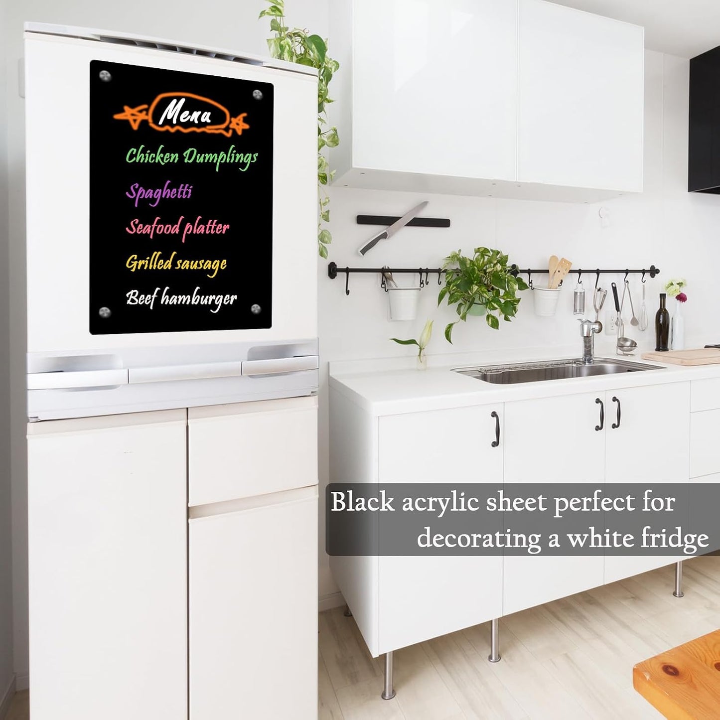 JonXon 8"x12" Acrylic Magnetic Dry Erase Board for Fridge, Clear Acrylic Magnet Calendar for Refrigerator,Includes 6 Dry Erase Markers(Clear Blank)