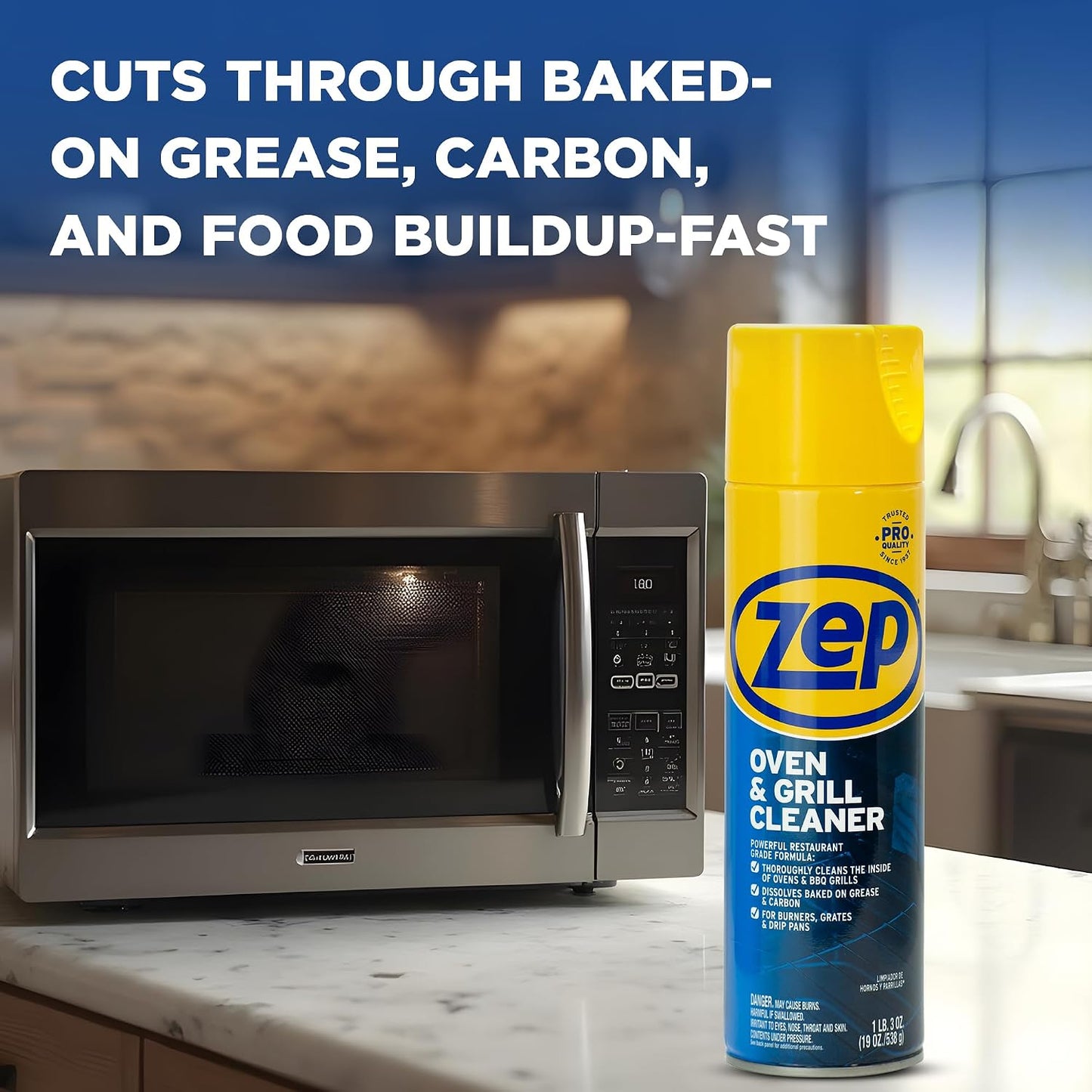 Zep Oven & Grill Cleaner 19oz & Zep Wall Cleaner 18oz - ECBD001 | Heavy-Duty Oven & Grill Cleaner and Foaming Wall Cleaner tackle baked-on grease, wall scuffs, and kitchen messes.