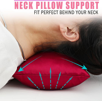 Small Neck Pillow for Recliner Chair Neck Support Pillows Pain Relief Plump Adjustable Filling Nap Airplane Sleeping Little Cushion Minky Dot Dark Gray