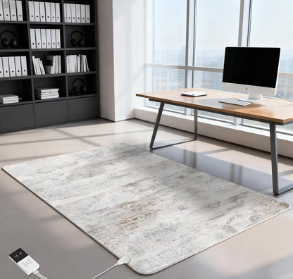Electric Heated Carpet 35x55in Soft Plush Heating Rug 450W CX | Instant Warmth in 30s, 60 Heat Levels 12h Timer, Energy Efficient Safety Protection Ideal for Home Office Playroom 120V