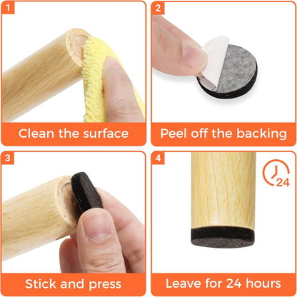 Felt Furniture Pads, 40 x 5 x 0.12 Inch Felt Strips | Non Slip Self Adhesive Cuttable Heavy Duty Felt Tape for Protecting Hardwood Floors Chair Wall Protector, Black