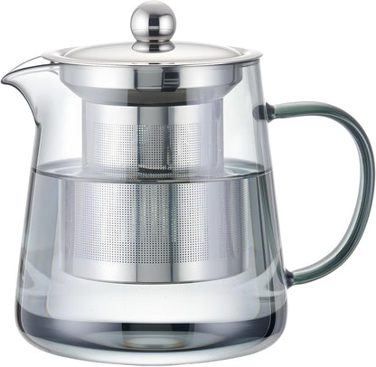 PARACITY Glass Teapot Stovetop 22 OZ/650ml, Tea pot with Removable 18/8 Stainless Steel Infuser, Borosilicate Clear Tea Kettle, Teapot Blooming and Loose Leaf Tea Maker Tea Brewer for Camping, Travel | Clear small tea kettle with infuser and tea pot with