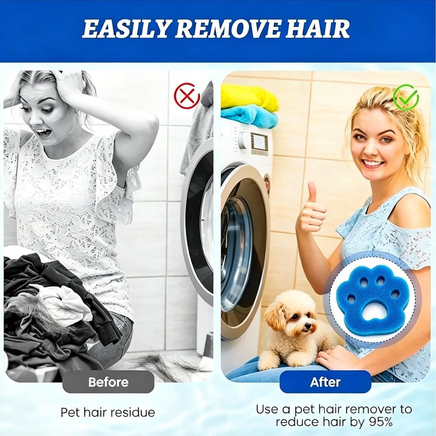 Pet Hair Remover for Laundry Reusable Dryer Pet Hair Balls and Lint Traps Effortlessly Removes Dog Cat & Dog Hair from Clothes in Washing Machine Hair Catcher (6Pcs)