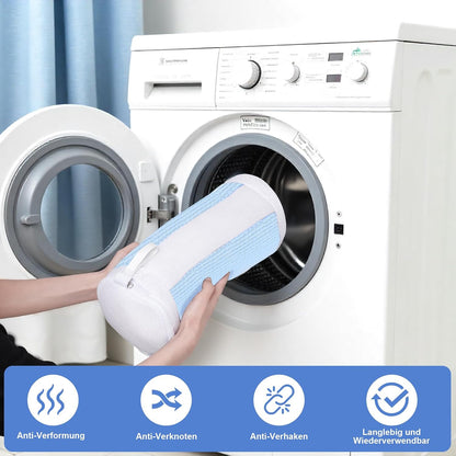2 PCS Shoe Washing Machine Bags for Washer and Dryer, Grey + White | Reusable Laundry Shoe Bag, Hands Free, Hidden Self-locking Zipper, 360° Deep Cleaning, For Sneakers and All Shoes Types