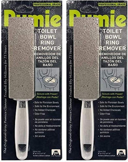 PUMIE Toilet Bowl Ring Remover, TBR-6, Pumice Stone with Handle, Removes Unsightly Toilet Rings and Stains from Toilets; Sinks; Tubs; Showers, Safe for Porcelain, Pack of 2